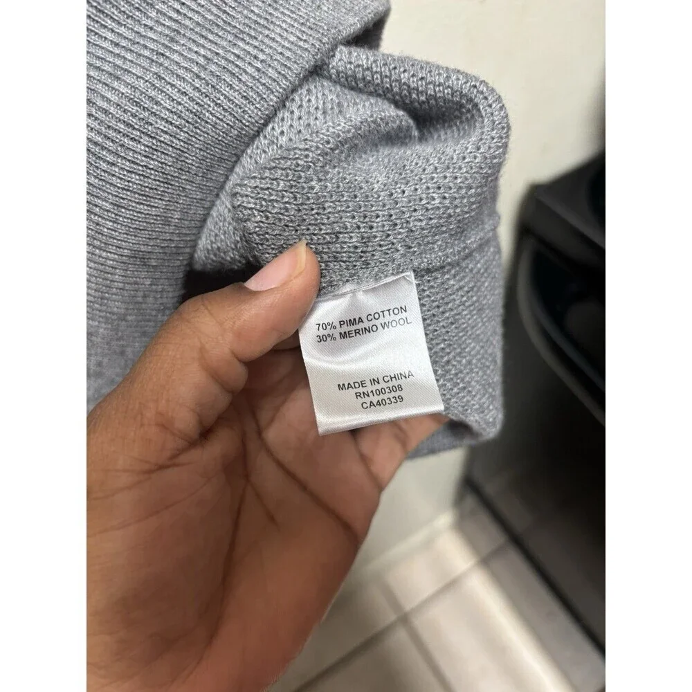 Peter Millar Parkway Textured Three-Button Mockneck Sweater Pullover Gray XL